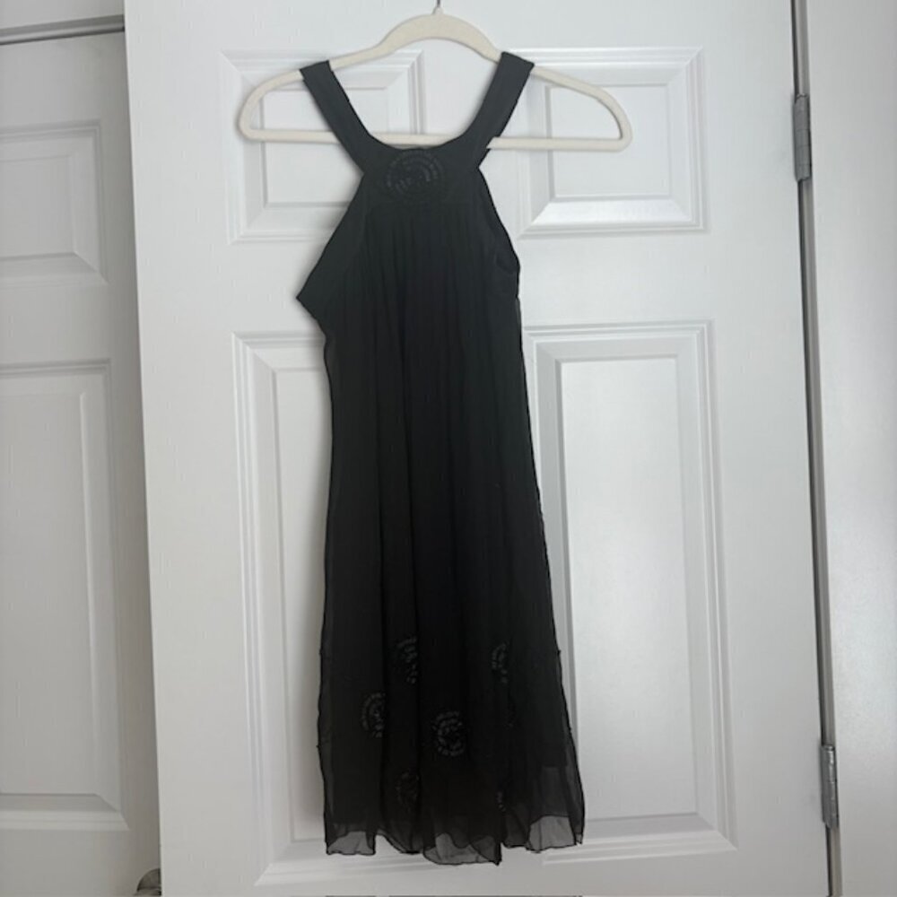 Nicola Finetti Silk Mini Dress with Beaded Medallions